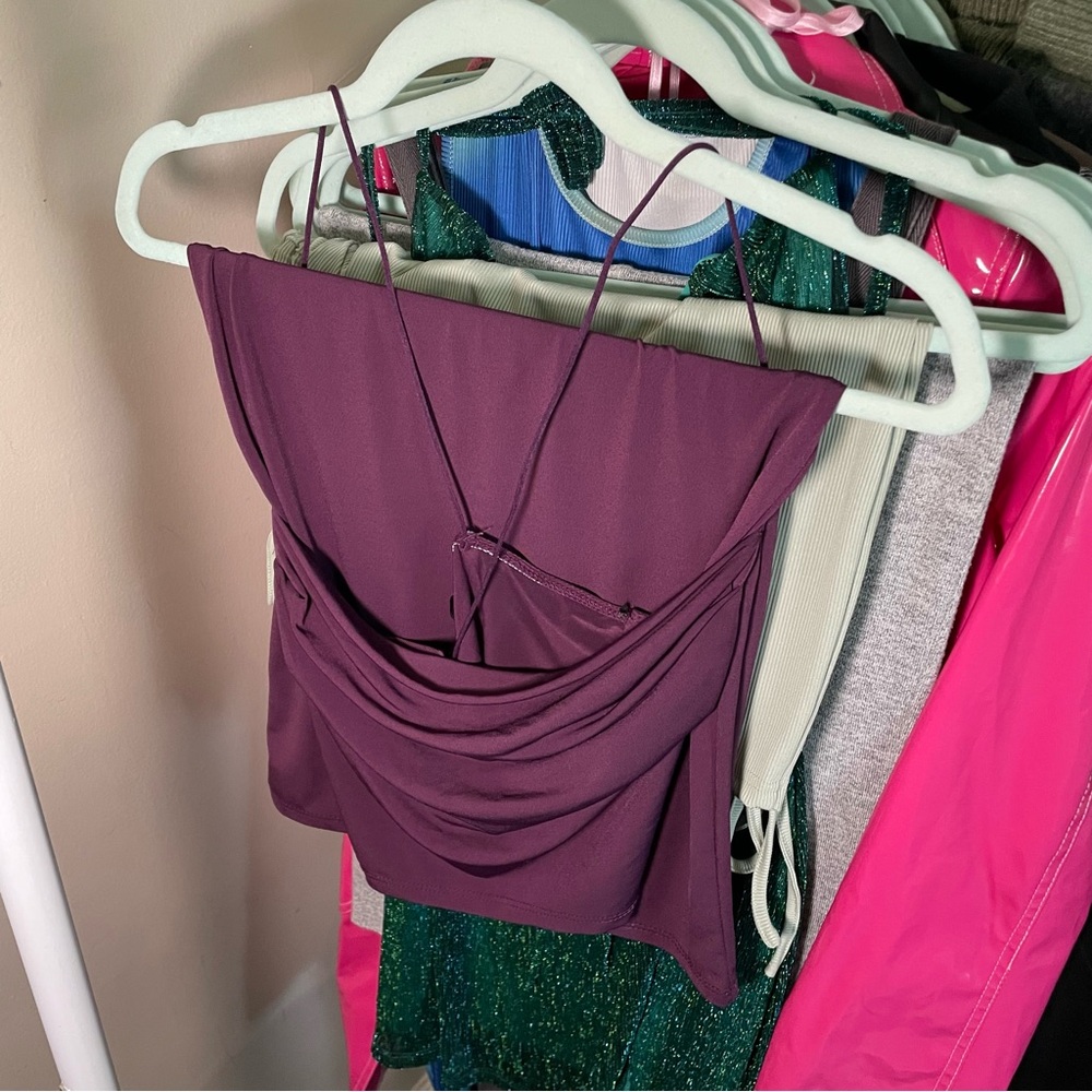 2-piece wine colored size small/top + maxi skirt set